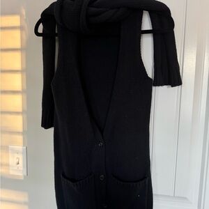 Theory Black Women's Cardigan with Scarf